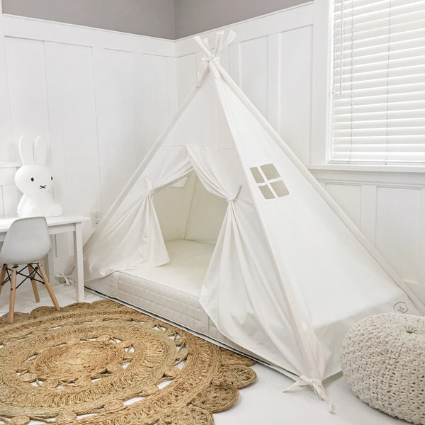 Play Tent Canopy Bed in Cream Canvas with Doors – Domestic Objects