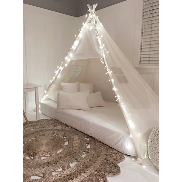 floor bed tent Play Tent Canopy Bed in White Cotton Canvas
