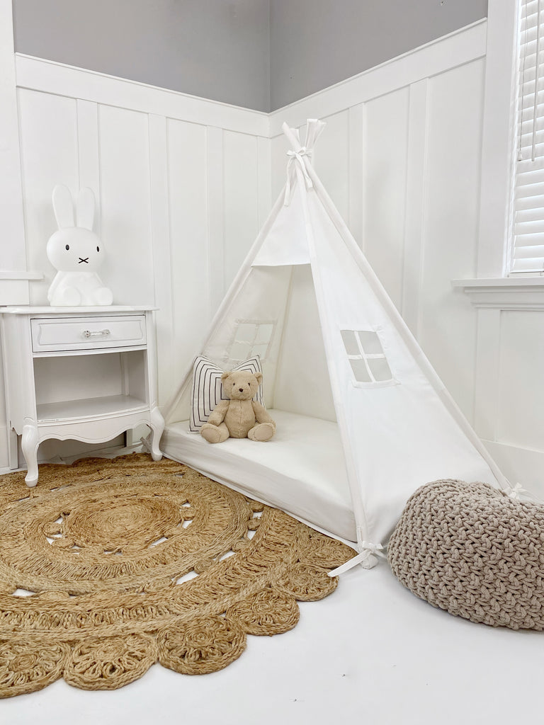 Play Tent Canopy Bed in White Cotton Canvas Domestic Objects