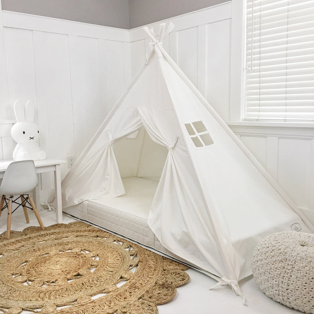 single bed tent Play Tent Canopy Bed in Cream Canvas with Doors – Domestic Objects