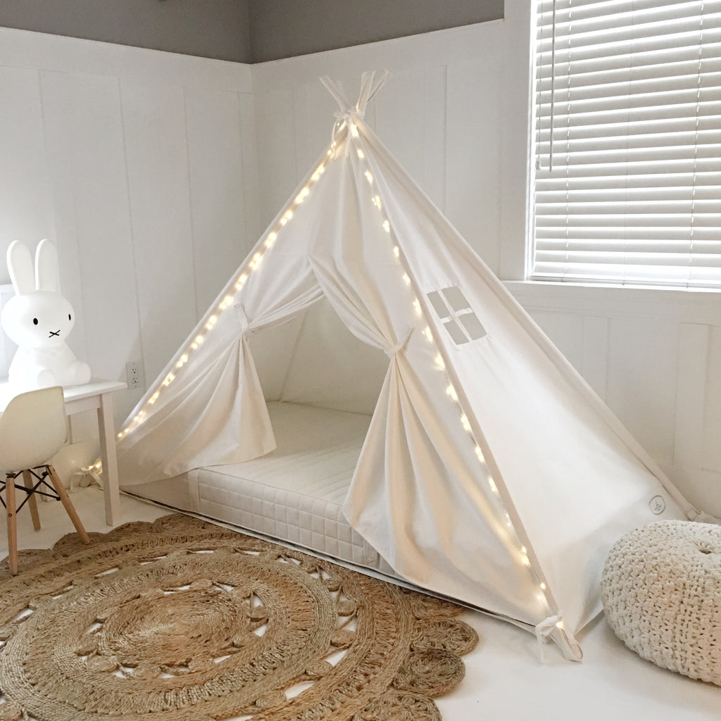 tent bed canopy Play Tent Canopy Bed in Cream Canvas with Doors Crib/Cot 28" x 52" Inches