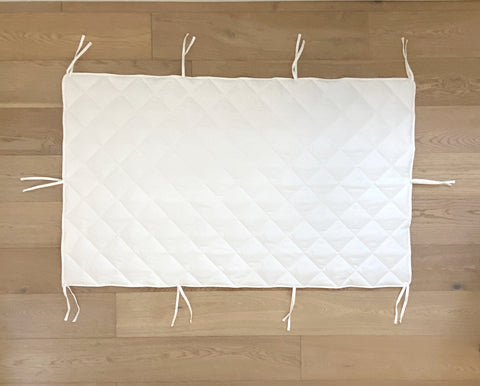 Playhouse Mat | Quilted White Canvas | Non-Slip Back | Ties to Playhouse Poles | 57" X 35.5"