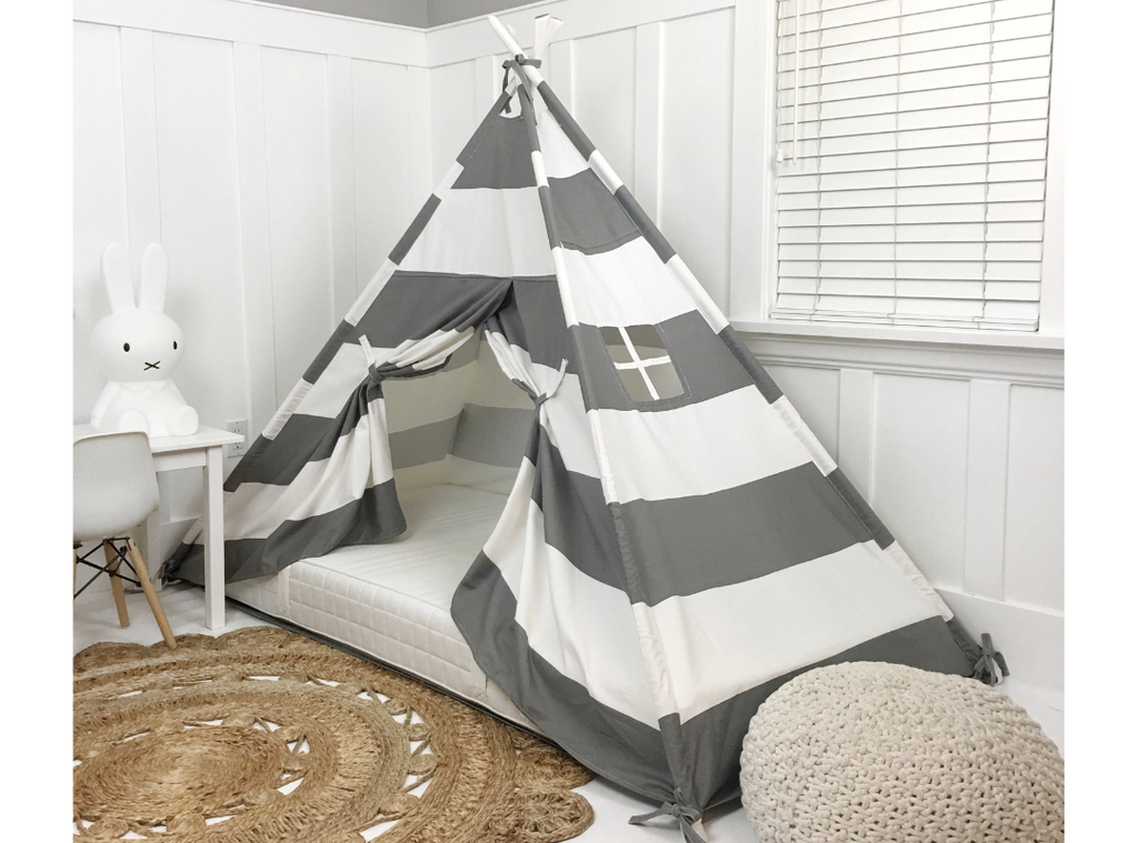 Grey bed shop tent